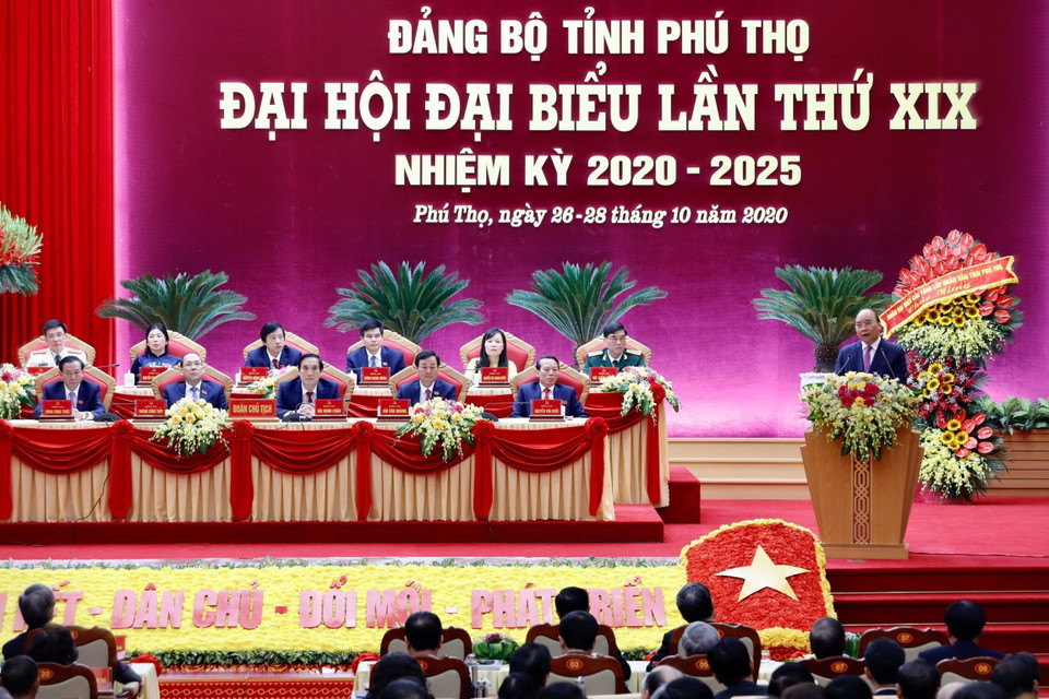 Thủ tướng Nguyễn Xuân Phúc phát biểu chỉ đạo Đại hội. (Ảnh: Dương Giang/TTXVN)