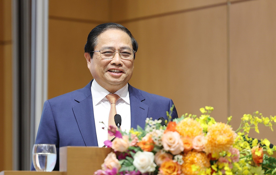Thủ tướng Phạm Minh Chính chủ trì Hội nghị triển khai nhiệm vụ điều hành chính sách tiền tệ năm 2024. (Ảnh: Dương Giang/TTXVN)