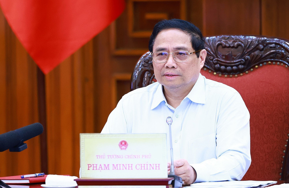 Thủ tướng Phạm Minh Chính chủ trì cuộc họp. (Ảnh: Dương Giang/TTXVN)