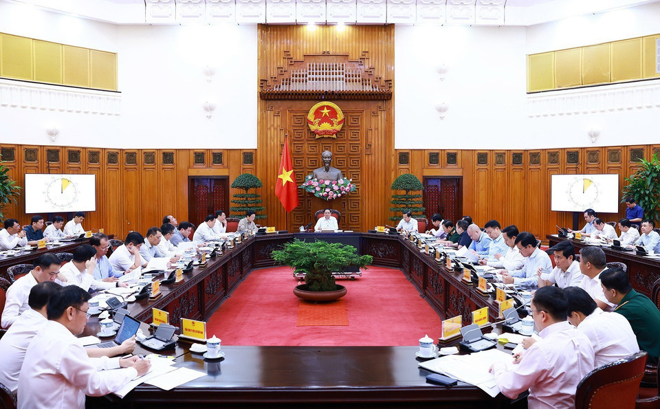 Thủ tướng Phạm Minh Chính chủ trì cuộc họp. (Ảnh: Dương Giang/TTXVN)