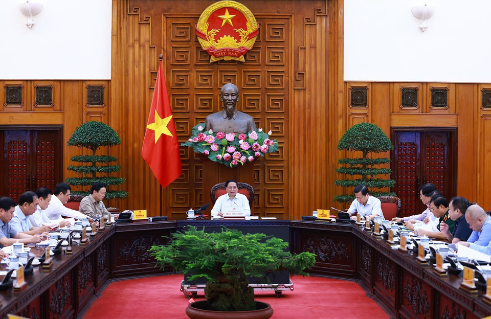 Thủ tướng Phạm Minh Chính chủ trì cuộc họp. (Ảnh: Dương Giang/TTXVN)