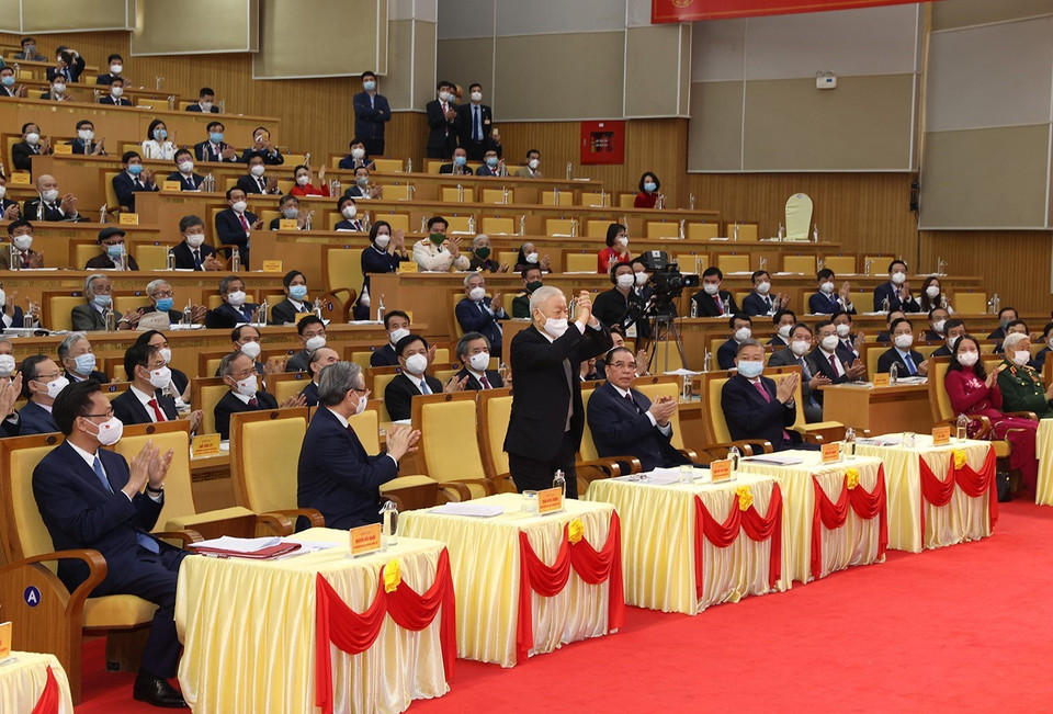 Tổng Bí thư Nguyễn Phú Trọng tại Lễ kỷ niệm. (Ảnh: Trí Dũng/TTXVN)