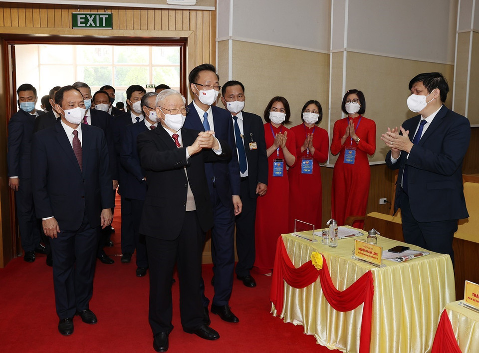 Tổng Bí thư Nguyễn Phú Trọng đến dự Lễ kỷ niệm. (Ảnh: Trí Dũng/TTXVN)