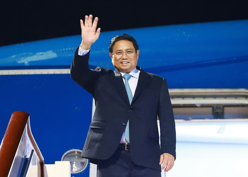 Thủ tướng Phạm Minh Chính rời thành phố Trùng Khánh, kết thúc chuyến tham dự các Hội nghị GMS 8, ACMECS 10, CLMV 11 và làm việc tại Trung Quốc. (Ảnh: Dương Giang/TTXVN)