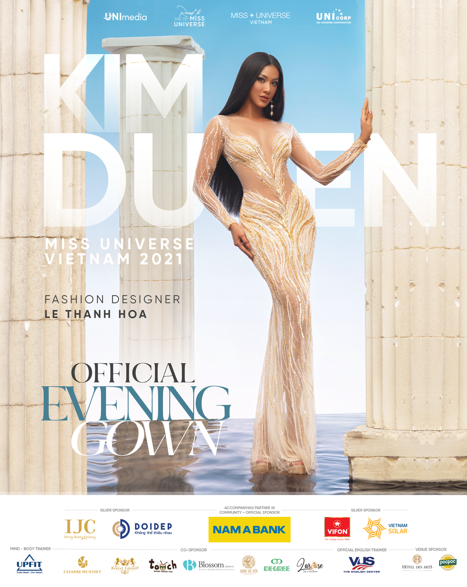 Từng hợp tác cùng nhà thiết kế Lê Thanh Hòa tại Miss Universe Việt Nam 2019 nên Kim Duyên kỳ vọng sự may mắn sẽ được tiếp nối tại cuộc thi năm nay. (Ảnh: CTV/Vietnam+)