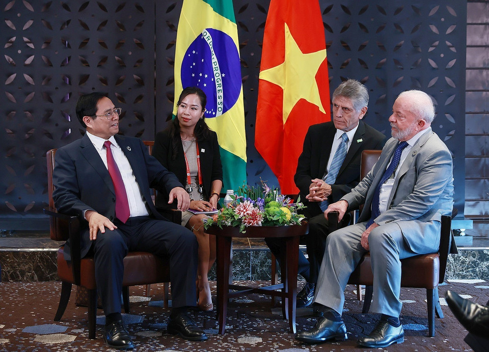 Quang cảnh buổi hội kiến. (Ảnh: Dương Giang/TTXVN)