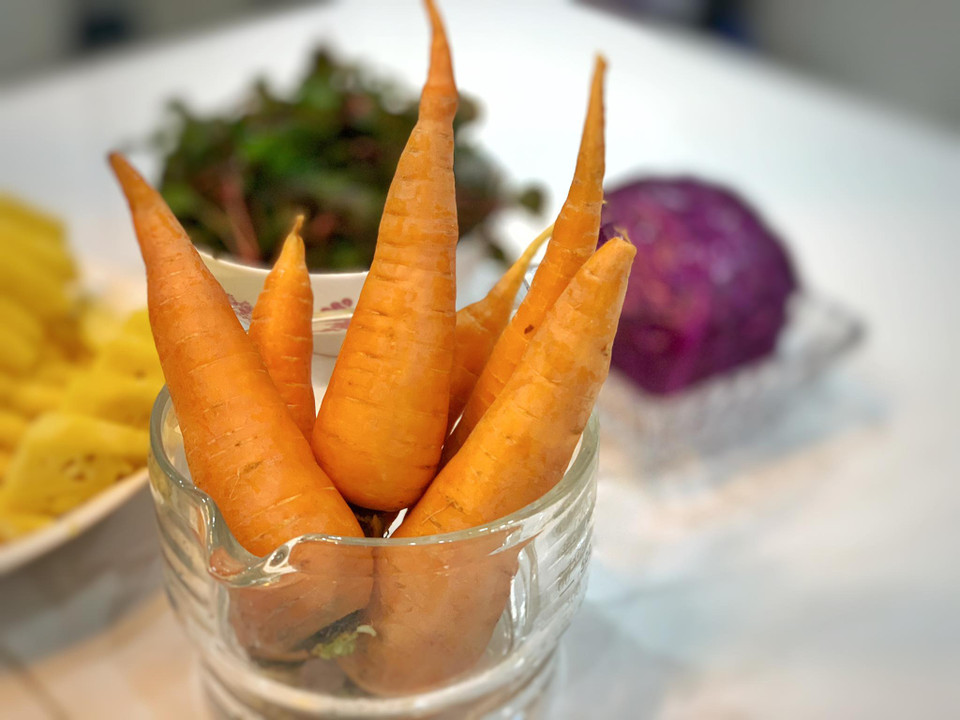 Cà rốt có tác dụng bổ mắt, đẹp da, thải độc, ổn định huyết áp, giảm cholesterol... (Ảnh: Mai Mai/Vietnam+)