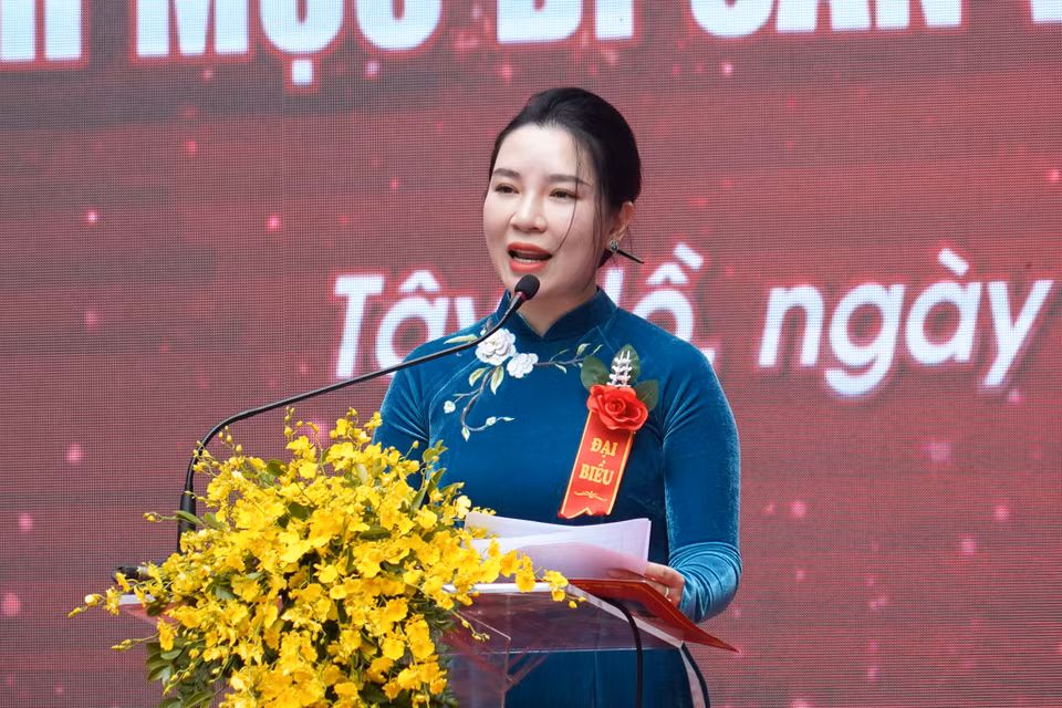 Bà Bùi Thị Lan Phương, Phó Chủ tịch Ủy ban Nhân dân quận Tây Hồ kỳ vọng Lễ hội sẽ quảng bá và phát huy giá trị của làng nghề truyền thống Xôi Phú Thượng. (Ảnh: Việt Anh/Vietnam+)