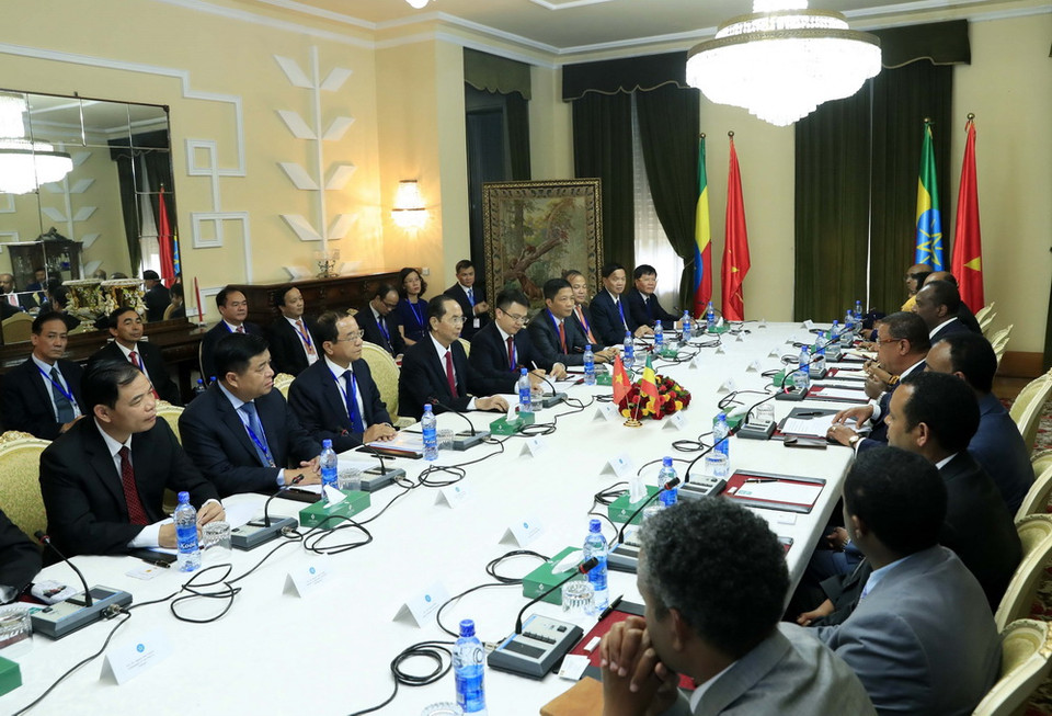 Quang cảnh buổi hội đàm. (Ảnh: Nhan Sáng/TTXVN)