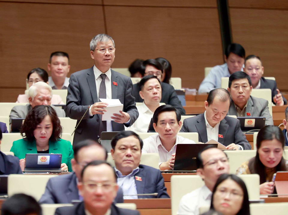 Đại biểu Quốc hội thành phố Hà Nội Nguyễn Anh Trí phát biểu ý kiến. (Ảnh: Doãn Tấn/TTXVN)