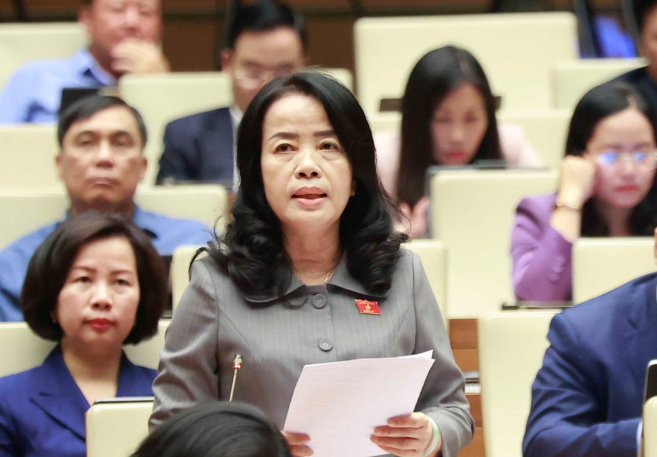 Đại biểu Quốc hội thành phố Đà Nẵng Nguyễn Thị Kim Thúy phát biểu ý kiến. (Ảnh: Doãn Tấn/TTXVN)