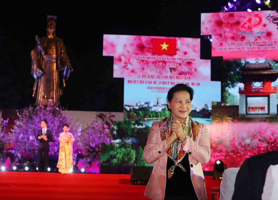 Bà Nguyễn Thị Kim Ngân, Chủ tịch Quốc hội Việt Nam đến dự buổi lễ.(Ảnh: Thành Đạt/TTXVN)