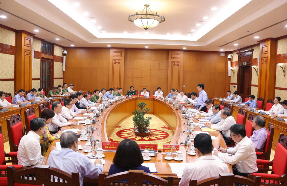 Thường trực Ban Bí thư Lương Cường phát biểu kết luận. (Ảnh: Văn Điệp/TTXVN)