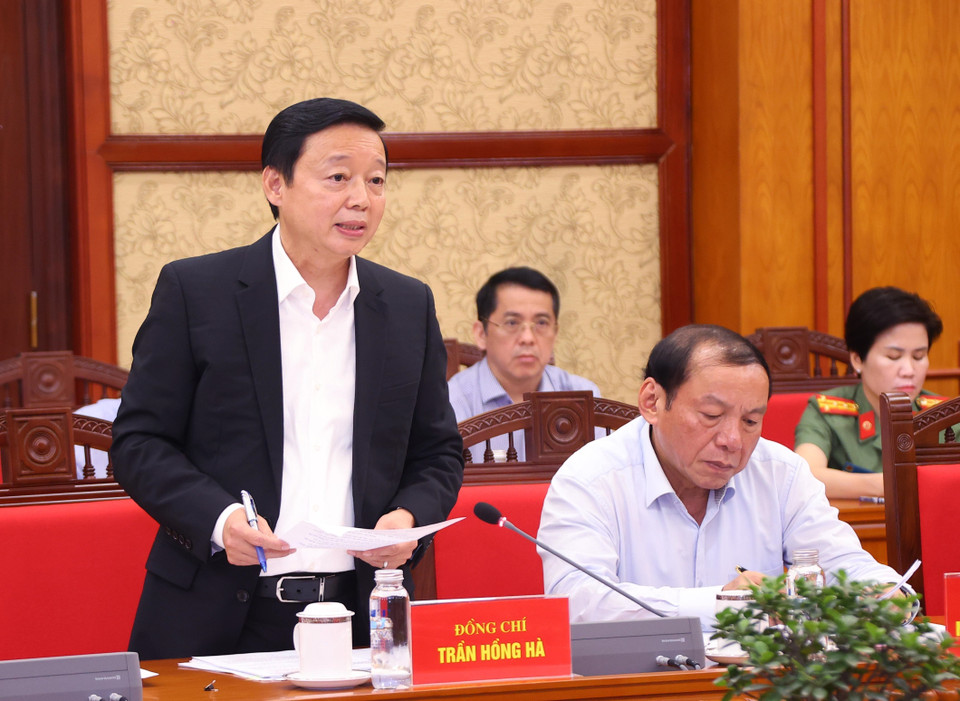 Ông Trần Hồng Hà, Ủy viên Trung ương Đảng, Phó Thủ tướng Chính phủ phát biểu. (Ảnh: Văn Điệp/TTXVN)