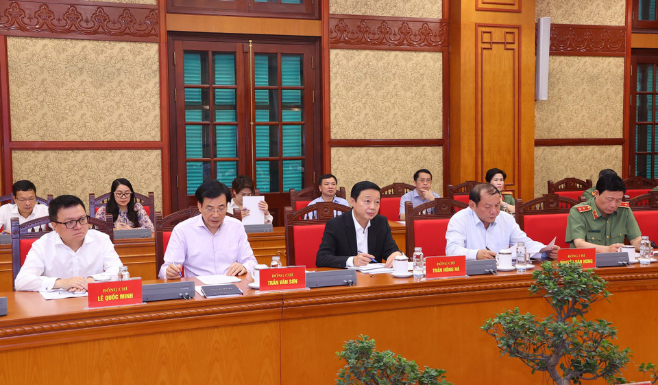 Các đại biểu dự Phiên họp lần thứ hai Tiểu ban Tổ chức phục vụ Đại hội XIV. (Ảnh: Văn Điệp/TTXVN)