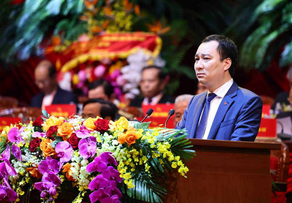 Trưởng Ban Tuyên giáo Mặt trận Tổ quốc Việt Nam Vũ Văn Tiến phát biểu. (Ảnh: TTXVN)