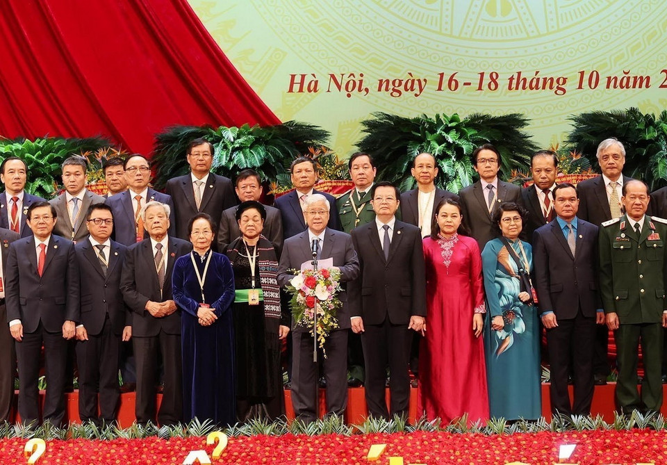 Ông Đỗ Văn Chiến, Ủy viên Bộ Chính trị, Bí thư Trung ương Đảng, Chủ tịch Ủy ban Trung ương Mặt trận Tổ quốc Việt Nam khóa X, thay mặt Đoàn Chủ tịch Ủy ban Trung ương MTTQ Việt Nam khóa X phát biểu. (Ảnh: TTXVN)