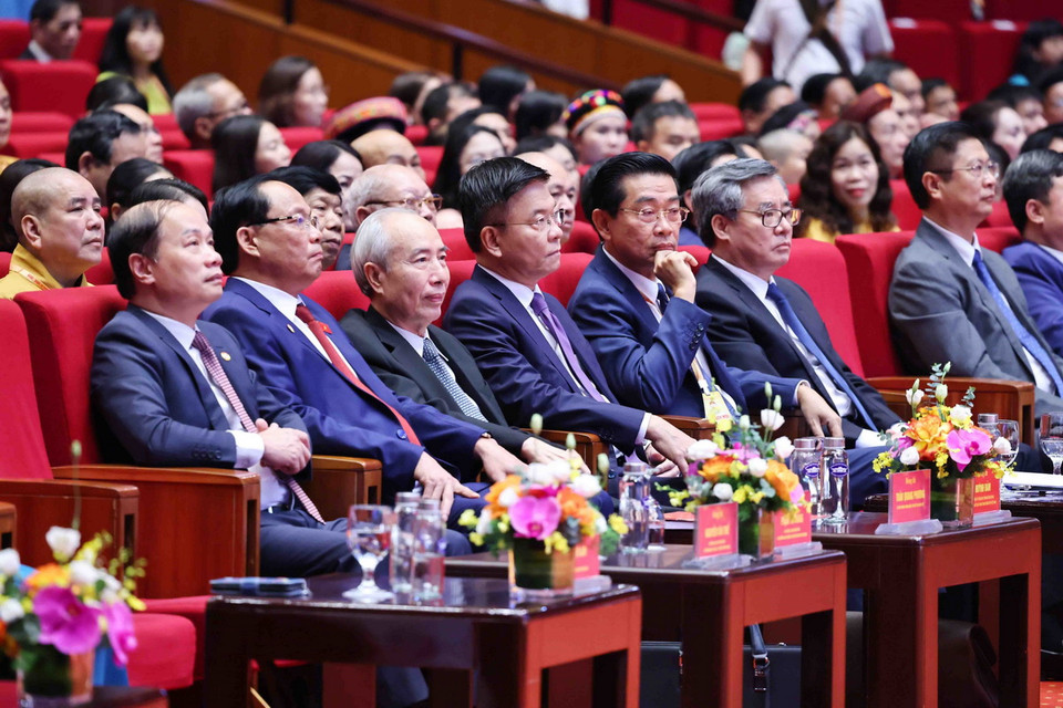 Các đại biểu tham dự phiên Bế mạc Đại hội đại biểu toàn quốc Mặt trận Tổ quốc Việt Nam lần thứ X. (Ảnh: TTXVN)