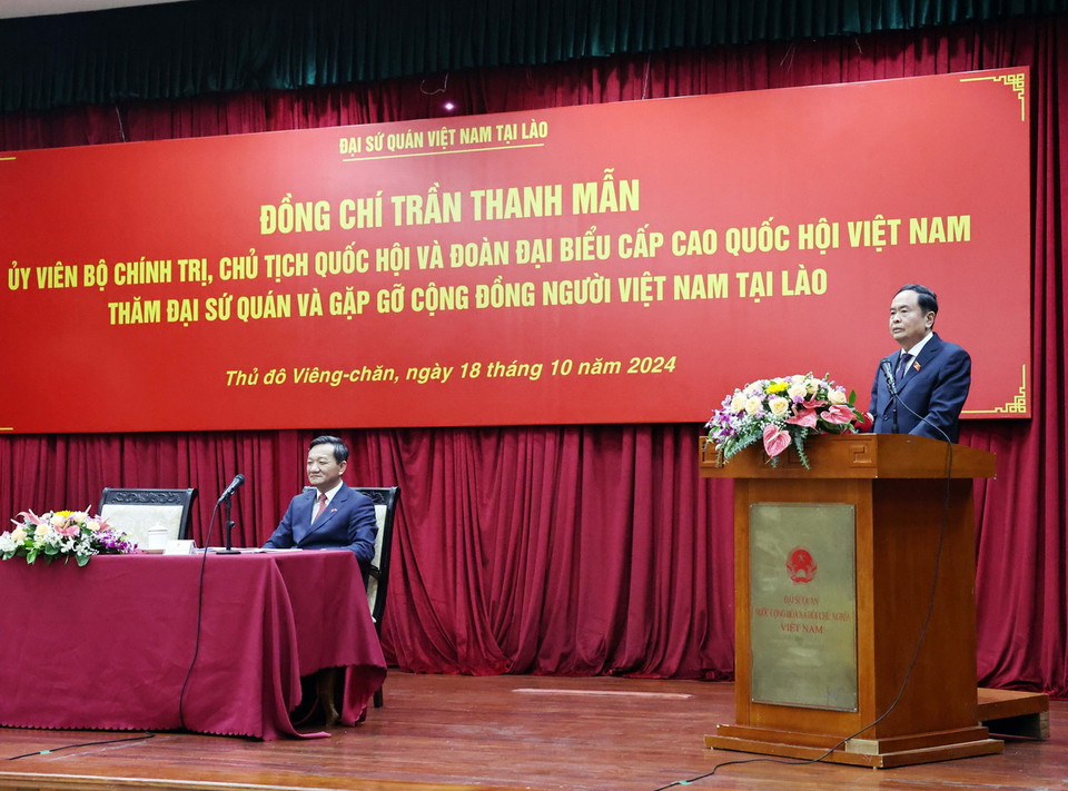 Chủ tịch Quốc hội Trần Thanh Mẫn phát biểu. (Ảnh: Thống Nhất/TTXVN)