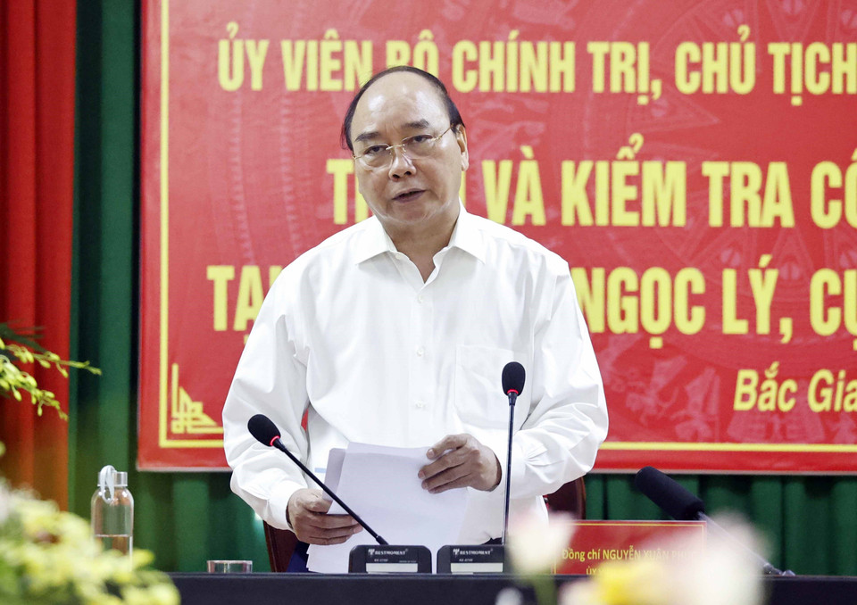 Chủ tịch nước Nguyễn Xuân Phúc phát biểu. (Ảnh: Thống Nhất/TTXVN)