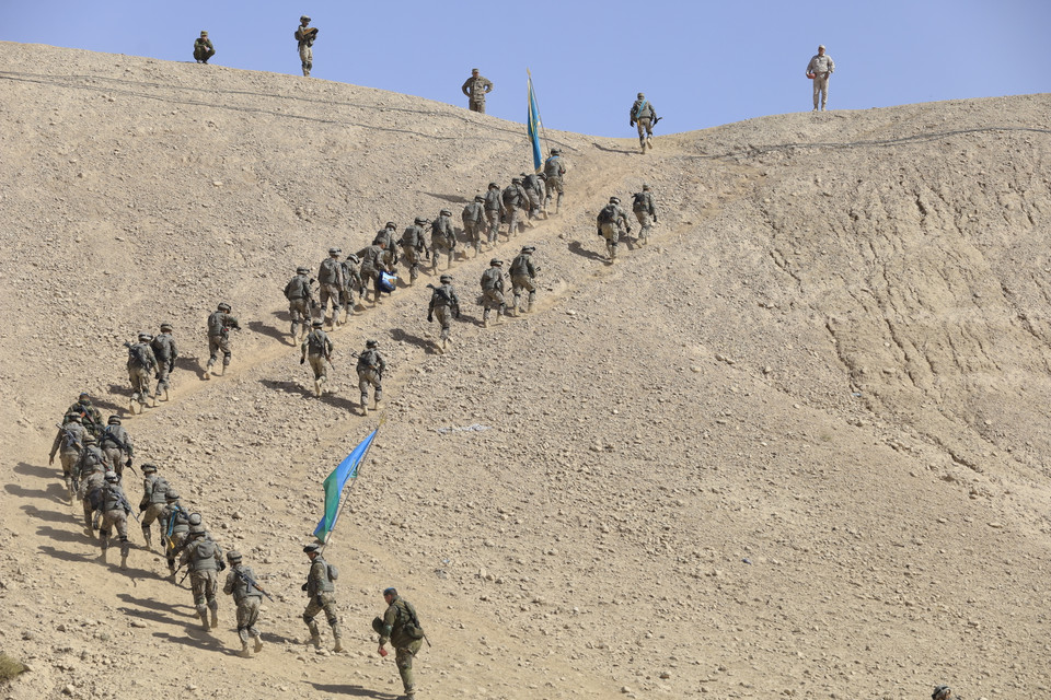 Lực lượng đặc nhiệm dù của quân đội Kazakhstan.(Ảnh: Trần Hiếu/TTXVN)