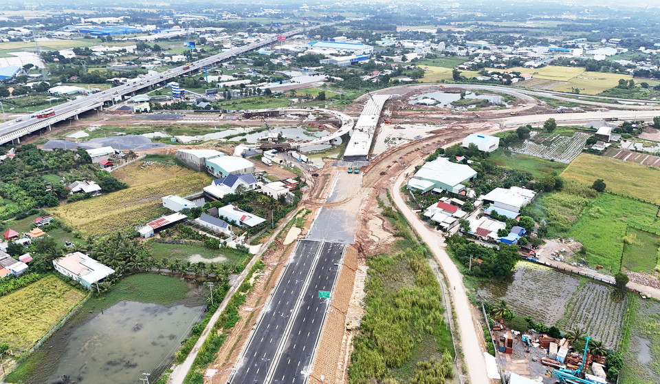 Điểm đầu dự án Cao tốc Bến Lức-Long Thành là nút giao giữa Cao tốc Bến Lức-Long Thành, Cao tốc Thành phố Hồ Chí Minh-Trung Lương và đường vành đai 3. (Ảnh: Hồng Đạt/Vietnam+)