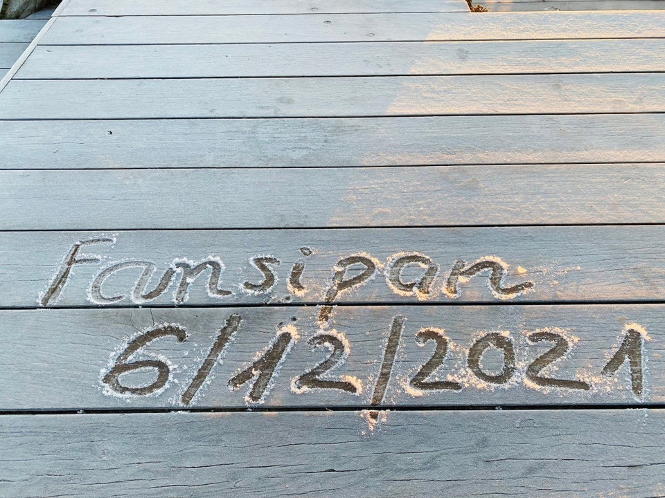  Sương muối phủ trắng đỉnh Fansipan (Lào Cai). (Ảnh: TTXVN phát)