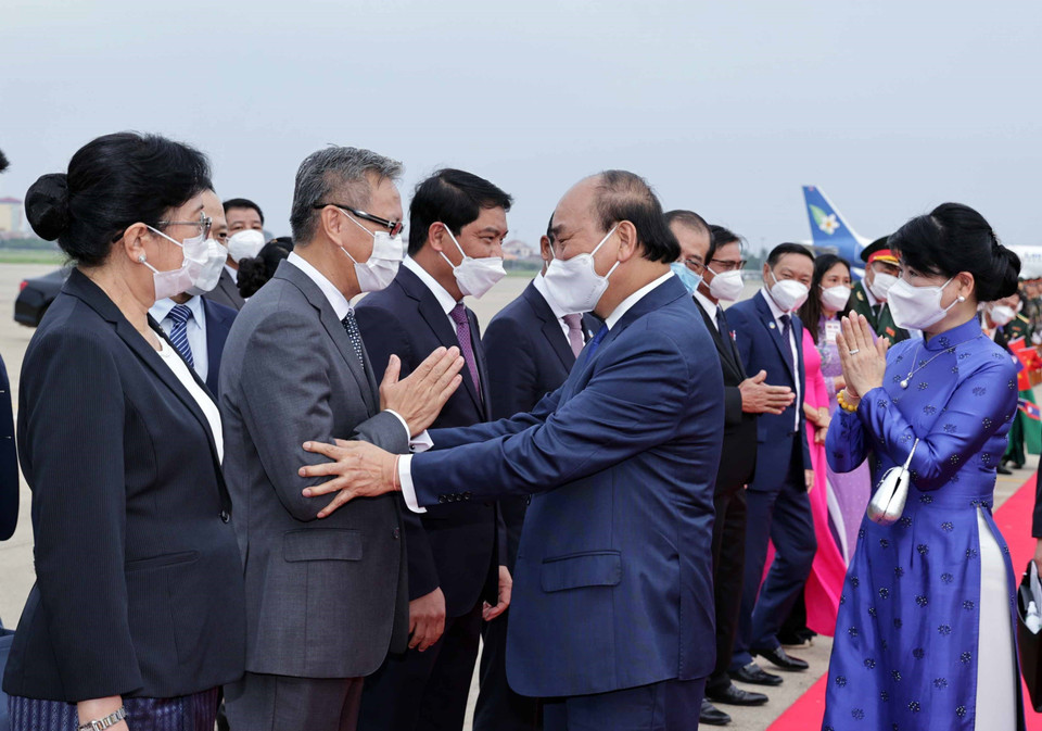 Đây cũng là lần đầu tiên kể từ sau Đại hội Đảng XI, Lào đón một nguyên thủ quốc gia nước ngoài tới thăm. (Ảnh: Thống Nhất/TTXVN)