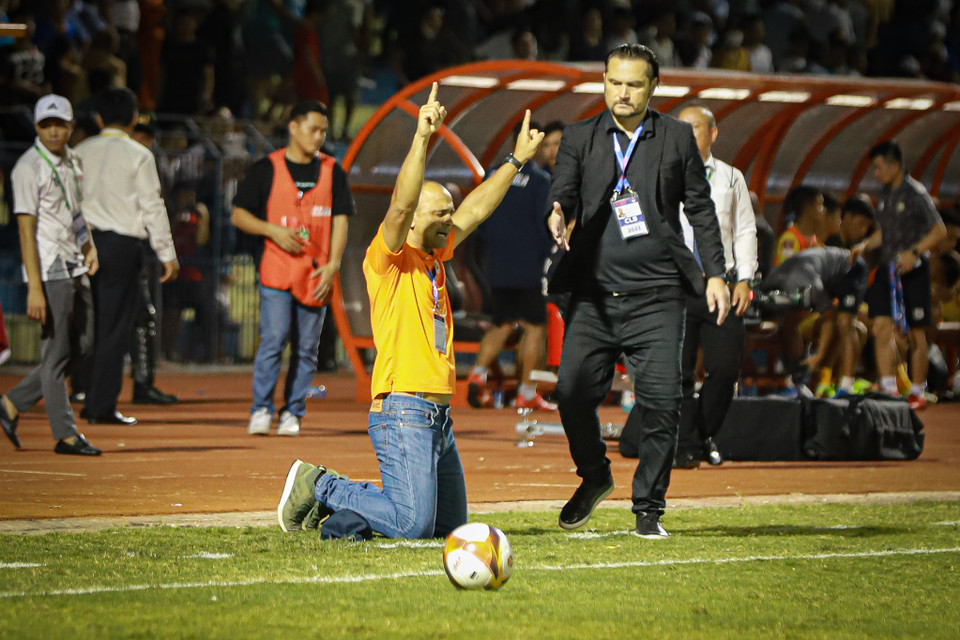 Thua đậm ngay trên sân nhà, 'hiện tượng' Đông Á Thanh Hóa kết thúc chuỗi 10 trận bất bại tại V-League 2023. (Ảnh: Việt Anh/Vietnam+)