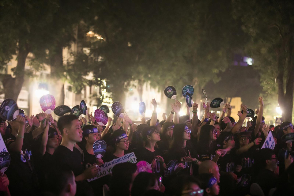 Chiến dịch Giờ Trái Đất 2019 tập trung vào các biện pháp và tuyên truyền nội dung sáng tạo với chủ đề 'Tiết kiệm năng lượng, bảo vệ Trái Đất – Save Energy, Save Earth.' (Ảnh: Như Hoàn/Vietnam+)