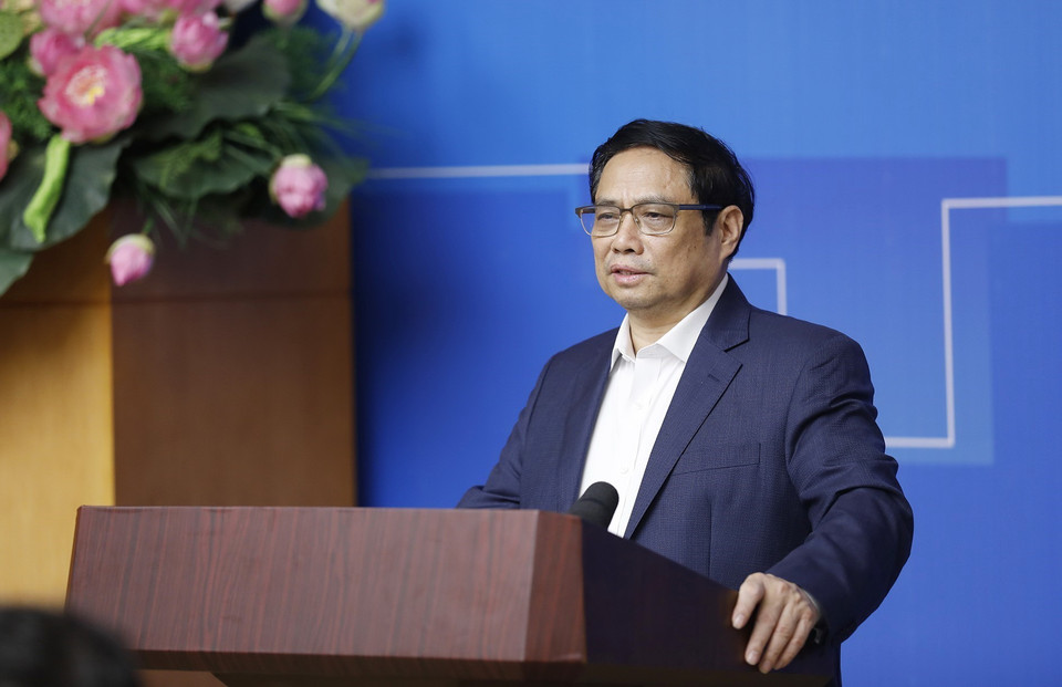 Thủ tướng Phạm Minh Chính phát biểu khai mạc hội nghị. (Ảnh: Dương Giang/TTXVN)