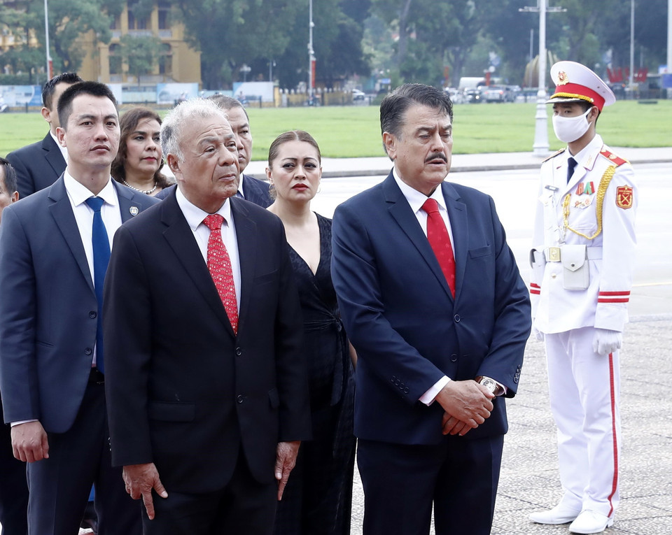 Tổng Bí thư Đảng Lao động Mexico Alberto Gutierrez vào Lăng viếng Chủ tịch Hồ Chí Minh. (Ảnh: An Đăng/TTXVN)