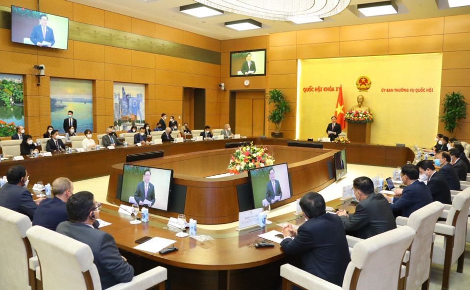 Toàn cảnh buổi tiếp. (Ảnh: Văn Điệp/TTXVN)