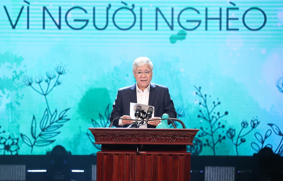 Chủ tịch Ủy ban Trung ương Mặt trận Tổ quốc Việt Nam Đỗ Văn Chiến phát biểu. (Ảnh: Dương Giang/TTXVN)