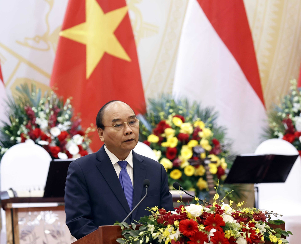 Chủ tịch nước Nguyễn Xuân Phúc phát biểu. (Ảnh: Thống Nhất/TTXVN)