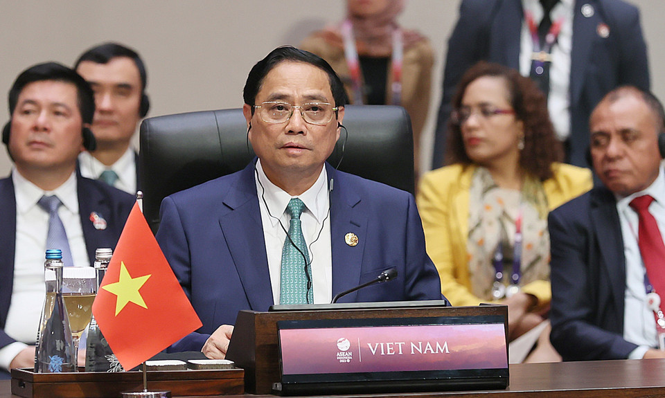 Thủ tướng Phạm Minh Chính dự Hội nghị Cấp cao ASEAN- Nhật Bản lần thứ 26. (Ảnh: Dương Giang/TTXVN)