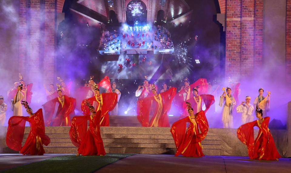  Tái hiện không gian văn hóa xưa. (Ảnh: Ninh Đức Phương/TTXVN)