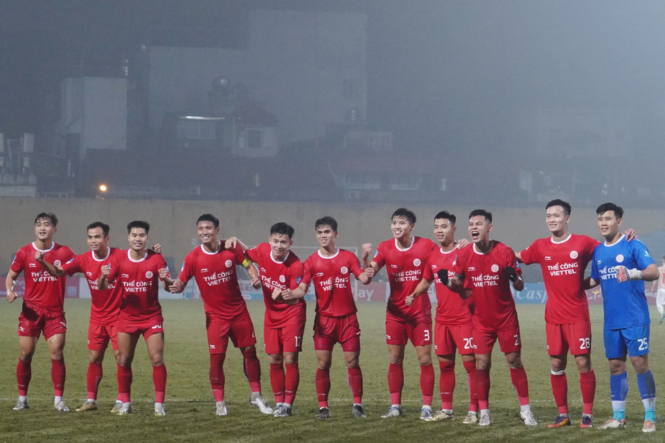 Chung cuộc, Thể Công-Viettel giành chiến thắng tối thiểu 1-0 trước Công an Hà Nội và giành quyền vào Vòng Tứ kết Cúp Quốc gia 2023/24. (Ảnh: Việt Anh/Vietnam+)