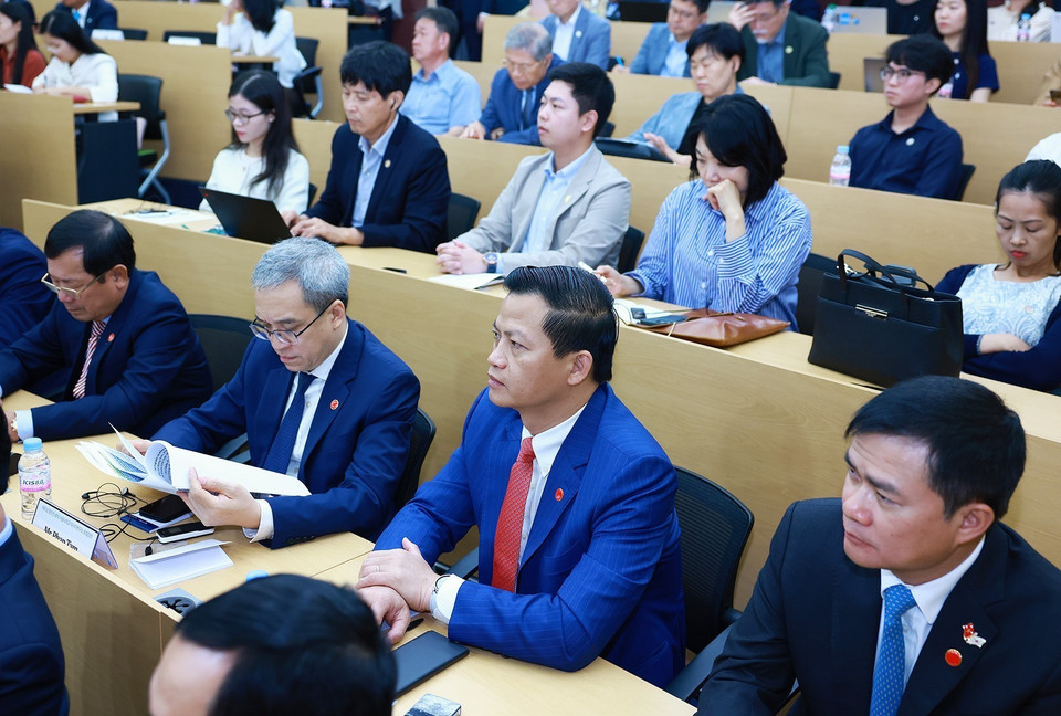 Các đại biểu tham dự buổi phát biểu của Thủ tướng Phạm Minh Chính về chính sách của Việt Nam tại Đại học Quốc gia Seoul. (Ảnh: Dương Giang/TTXVN)