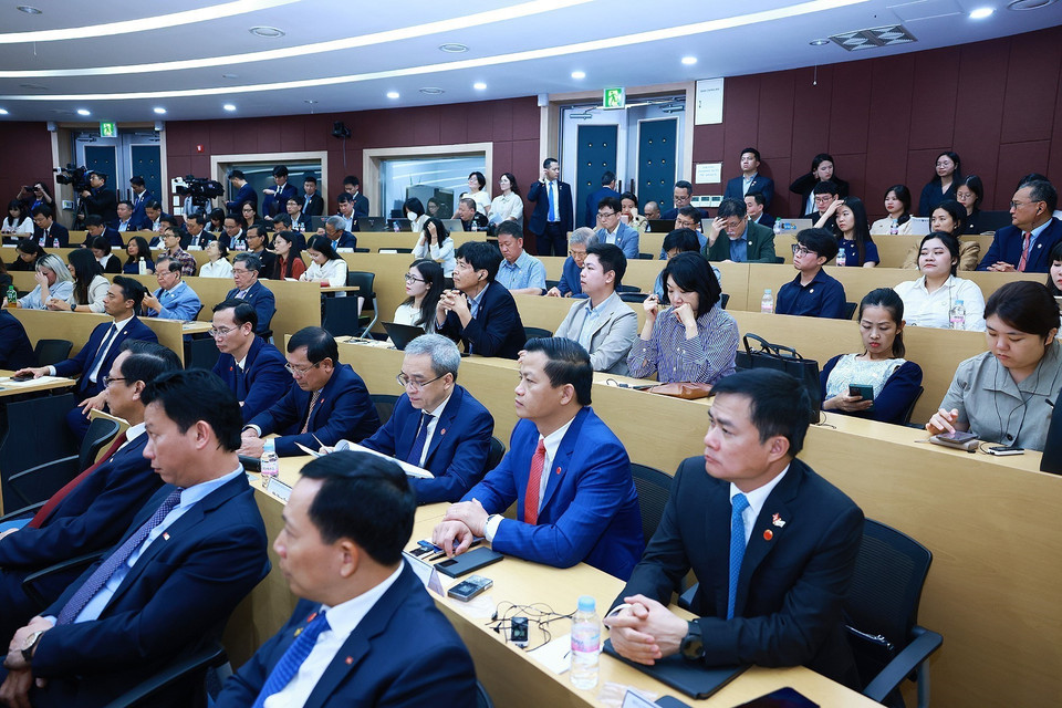 Các đại biểu tham dự buổi phát biểu của Thủ tướng Phạm Minh Chính về chính sách của Việt Nam tại Đại học Quốc gia Seoul. (Ảnh: Dương Giang/TTXVN)