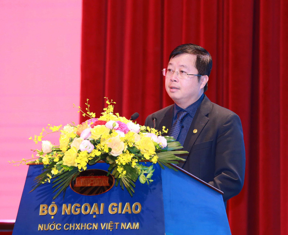 Thứ trưởng Bộ Thông tin và Truyền thông Nguyễn Thanh Lâm phát biểu tại hội nghị. (Ảnh: Phương Hoa/TTXVN)