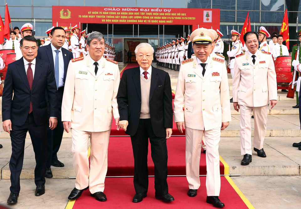 Tổng Bí thư Nguyễn Phú Trọng tới dự buổi lễ. (Ảnh: Phạm Kiên/TTXVN)