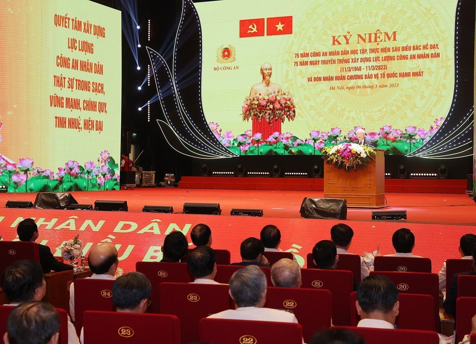 Tổng Bí thư Nguyễn Phú Trọng phát biểu chỉ đạo. (Ảnh: Trí Dũng/TTXVN)