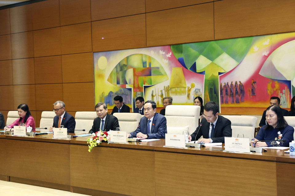 Chủ tịch Quốc hội Trần Thanh Mẫn tiếp Chánh án Tòa án Nhân dân Tối cao Trung Quốc. (Ảnh: Thống Nhất/TTXVN)