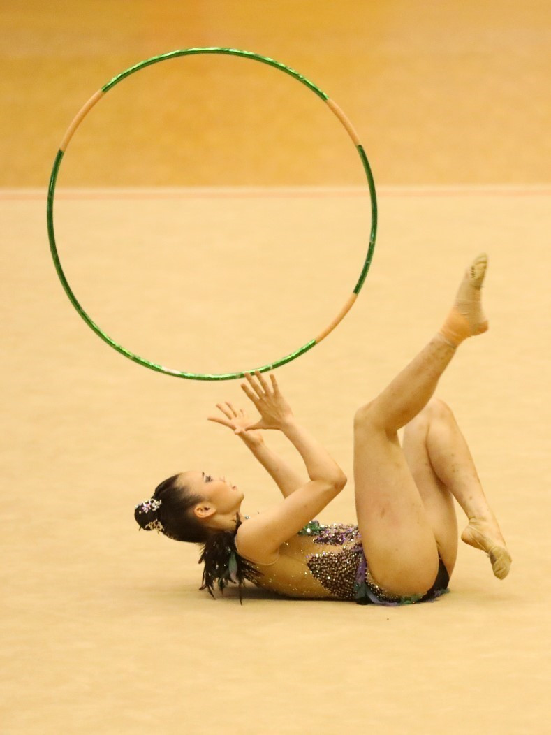 Bài biểu diễn với vòng của VĐV Nguyễn Hà My (Việt Nam). (Ảnh: Phạm Hậu/TTXVN)