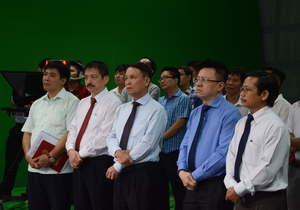 Lãnh đạo TTXVN tham dự khai trương trường quay mới tại Đà Nẵng. (Ảnh: Văn Dũng/TTXVN)