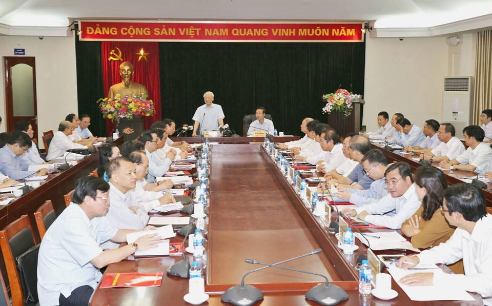 Tổng Bí thư Nguyễn Phú Trọng phát biểu chỉ đạo. (Ảnh: Trí Dũng/TTXVN)