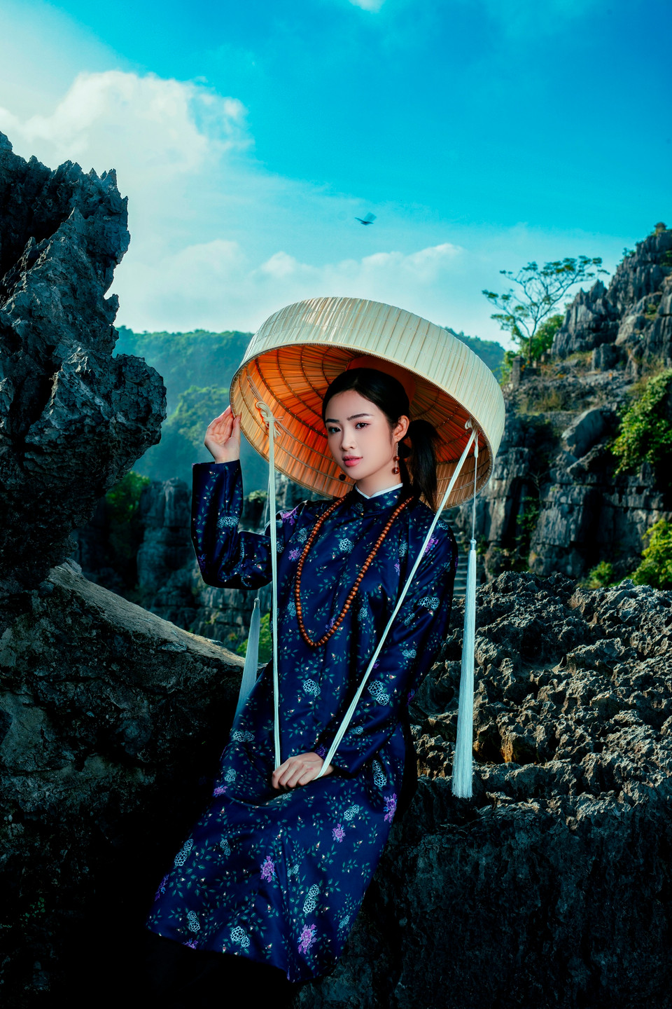 Trải qua hàng trăm bậc thang dẫn lên đỉnh núi có nhiều hình trạm trổ tinh tế mang dấu ấn lịch sử. (Ảnh: CTV/Vietnam+)