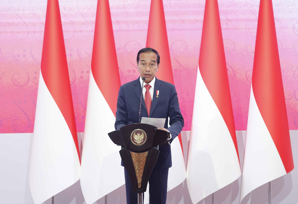 Tổng thống Indonesia Joko Widodo phát biểu. (Ảnh: Doãn Tấn/TTXVN)