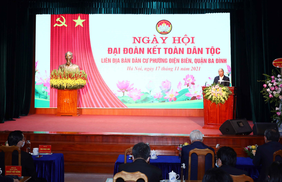 Chủ tịch nước Nguyễn Xuân Phúc phát biểu. (Ảnh: Phạm Kiên/TTXVN)